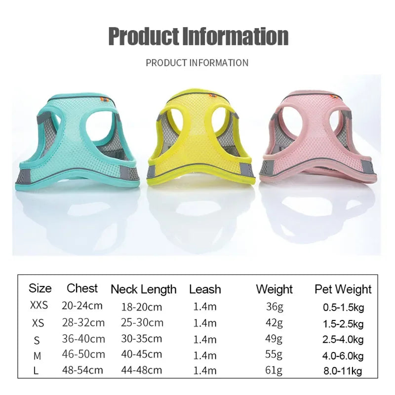 Adjustable Breathable Reflective Pet Harness Vest Chest Rope Set