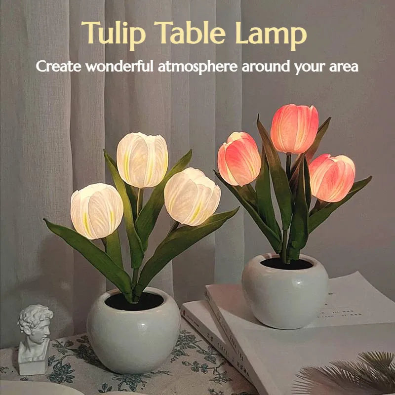 1 PC Tulip LED Night Light, Stimulated Atmosphere Bouquet Light.