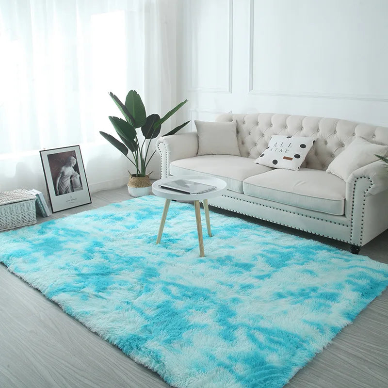 Tie-Dye Plush Carpet Non-Slip Multi-Room Decoration Soft Fluffy Home Mat