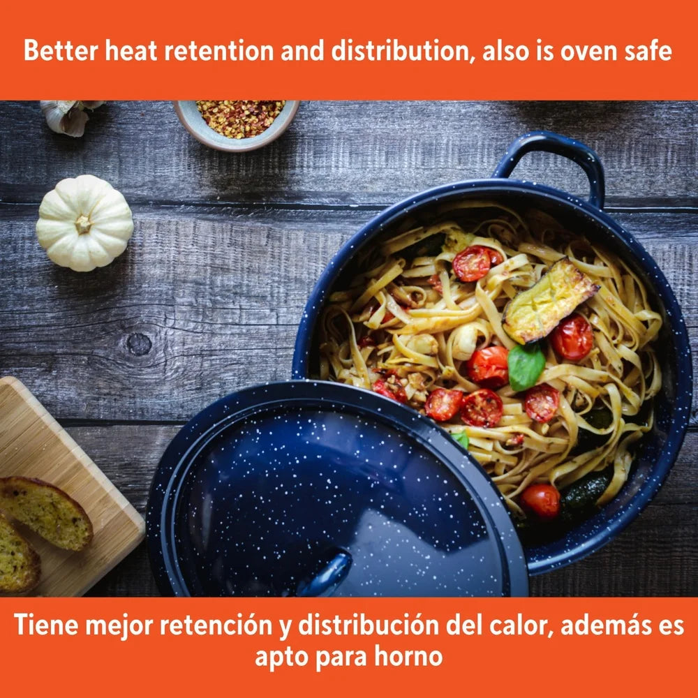 6Qt Enamel Heavy Duty Cooking Stock Pot Stylish Efficient Heat Distribution