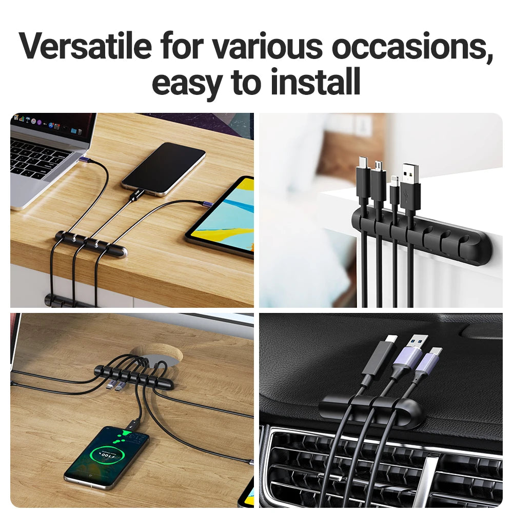 Adhesive Cable Clip Holder For Wire Organizer With USB Charging Cable