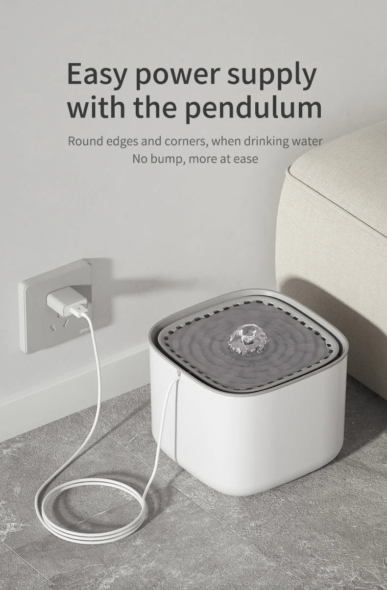 3L Auto Recirculate Cat Water Drinking Fountain With Large Capacity Filtering USB Electric Mute