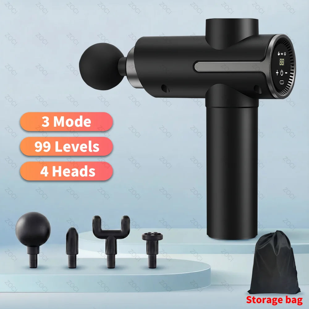 3 Mode Handheld Portable Mini Deep Tissue Muscle Massager Gun With Heated Head & 99 Speed Electric Fascia