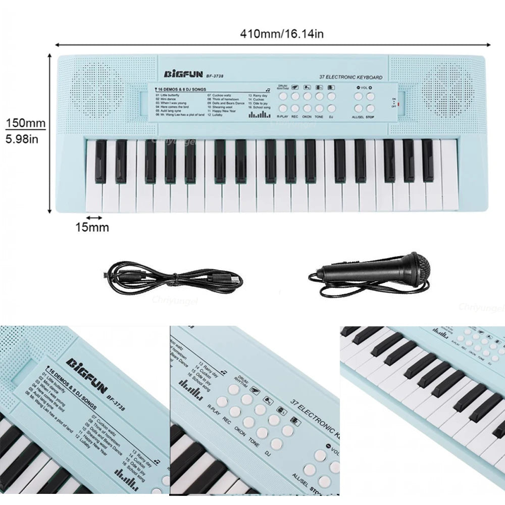 37 Keys Kids Musical Electronic Piano Organ Keyboard with Microphone And an Educational Toy