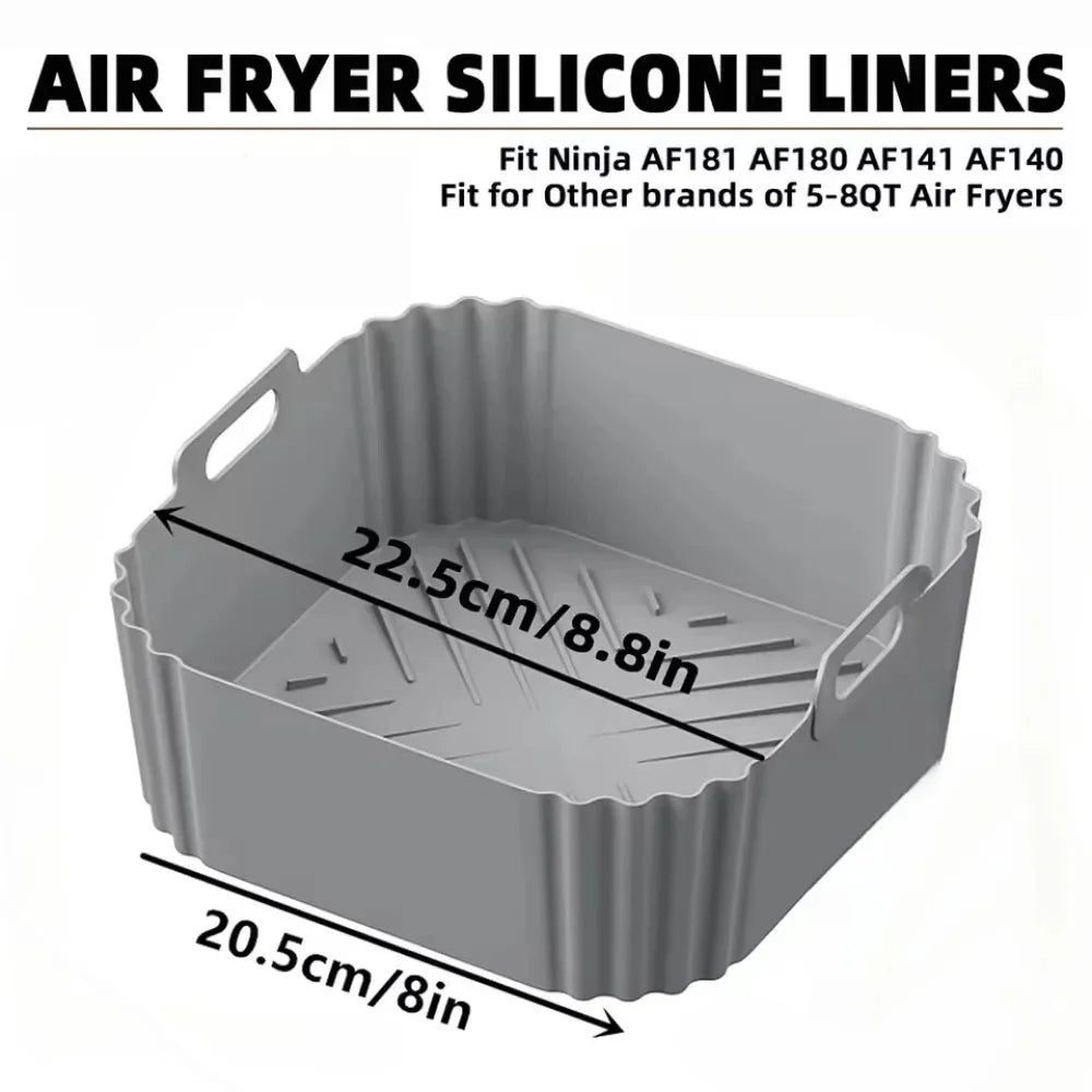 22.5cm Silicone Air Fryer Liners Reusable Non-Stick Basket 5-8QT Air Fryer Accessories