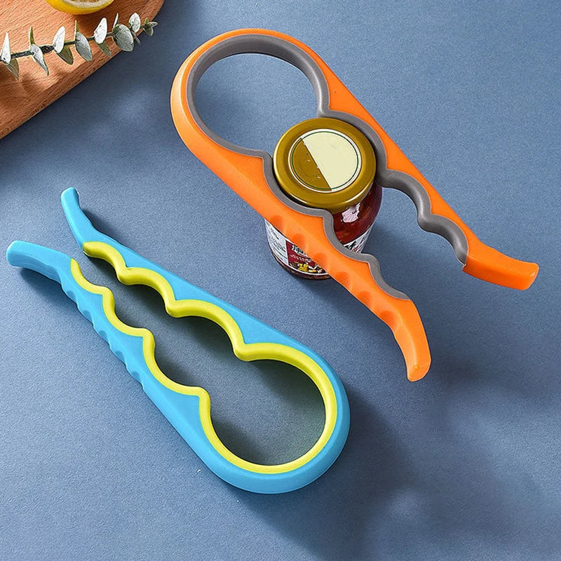 Multifunctional 4-in-1 Kitchen Tool Jar Gripper with Lid and Bottle Opener
