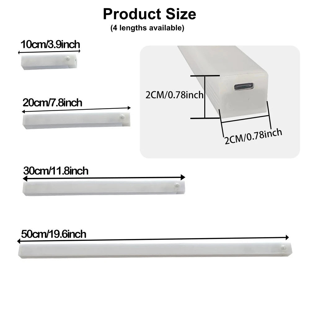 Rechargeable Magnetic Motion Sensor LED Bar Light Induction Portable Cordless Night Light
