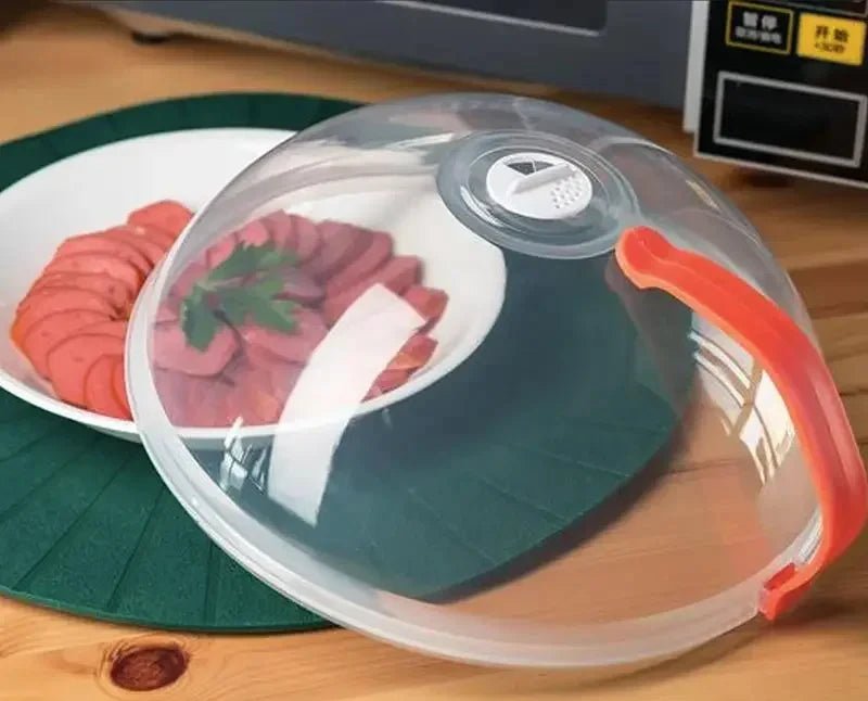 Microwave Food Splash Guard High Temperature Resistant Food Heating Cover with Steam Vent and Handle With Transparent Plate Cover - Lovies Kitchenwares