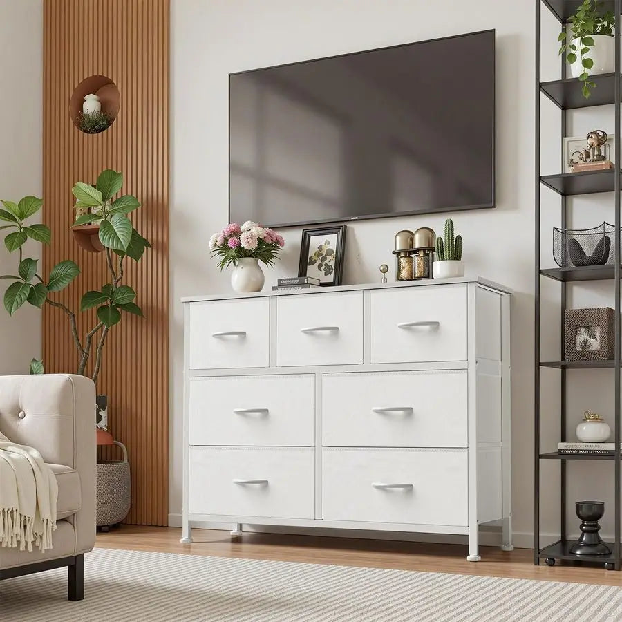 7 Dresser Drawer with Fabric Storage Bins and Tower Organizer