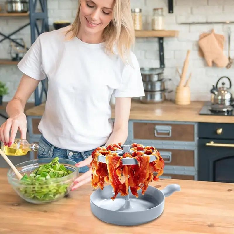 Microwave Bacon Cooker Dish With Bacon Grease Catcher Tray