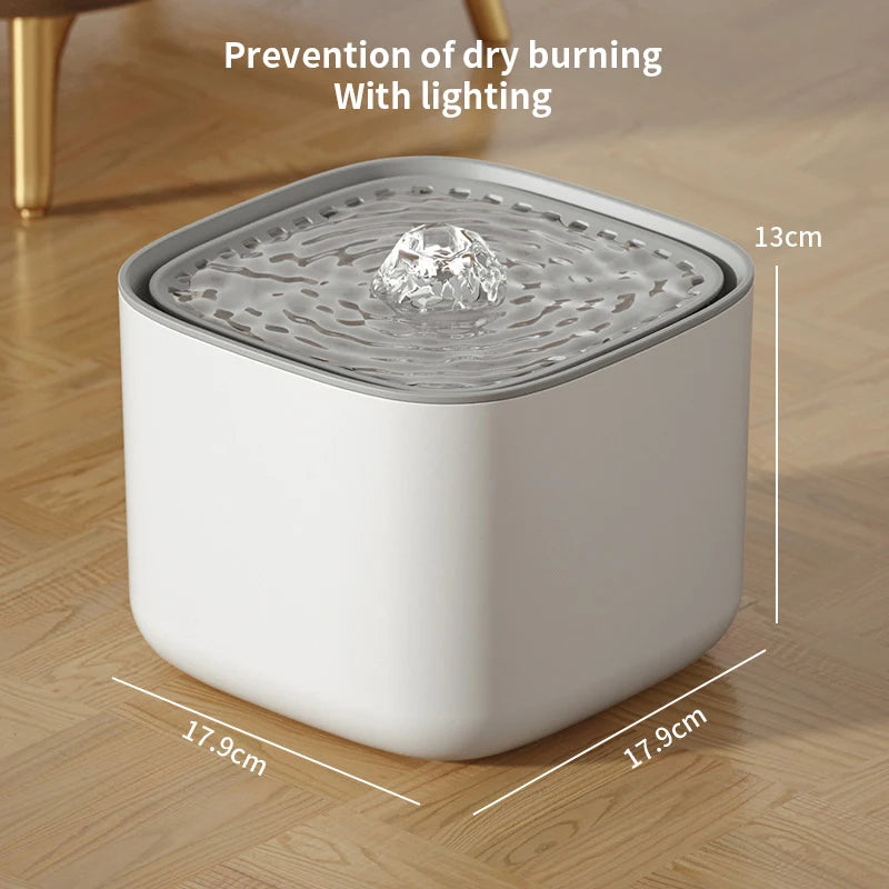 3L Auto Recirculate Cat Water Drinking Fountain With Large Capacity Filtering USB Electric Mute