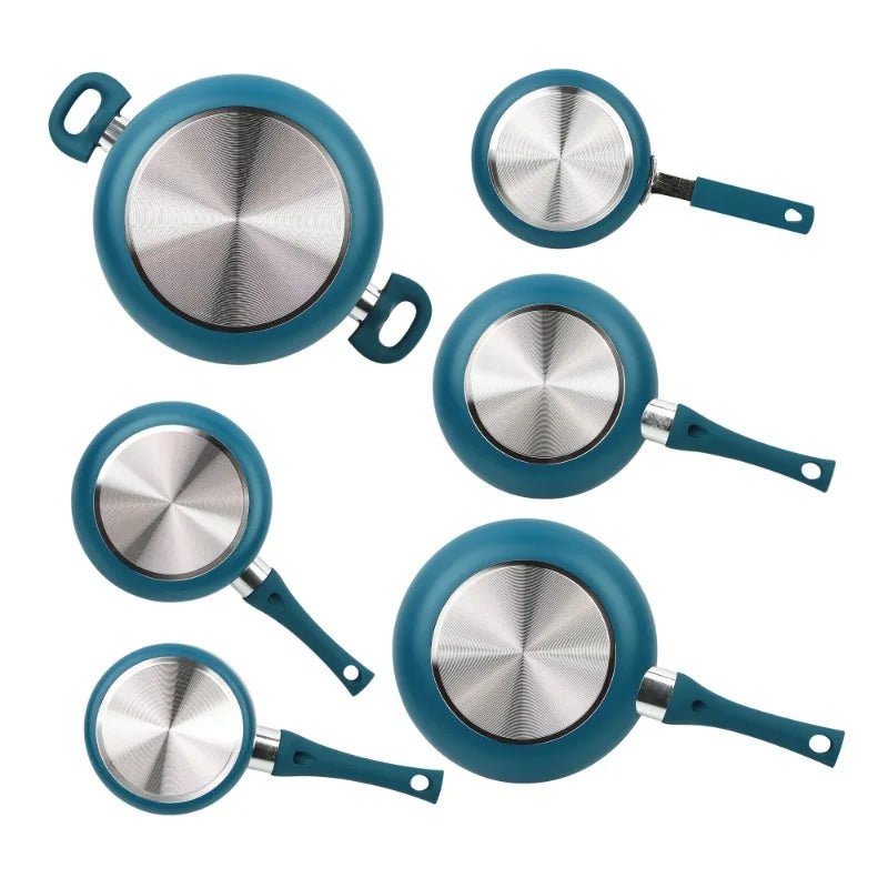 Mainstays Classic Collection 12 Piece Nonstick Aluminum Alloy Cookware Set Blue