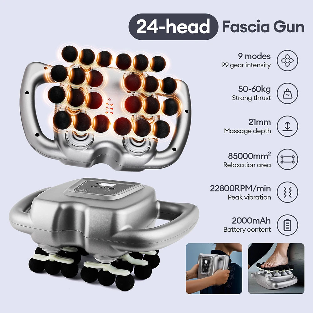 16-Head Fascia High-Frequency Vibration Body Massager For Back, Waist, Neck, and Shoulders