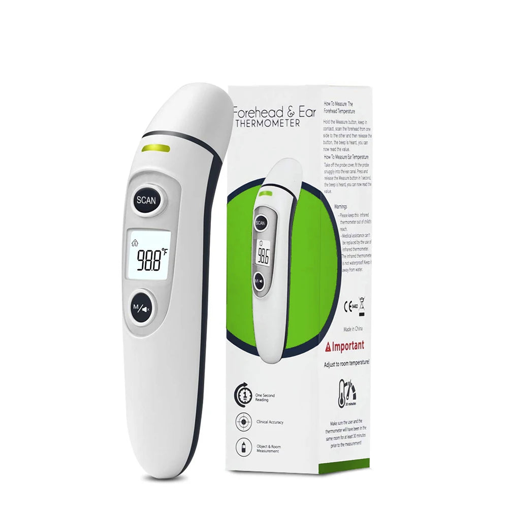 Forehead & Ear Infrared Digital LCD Display 35 Memory Reader Thermometer