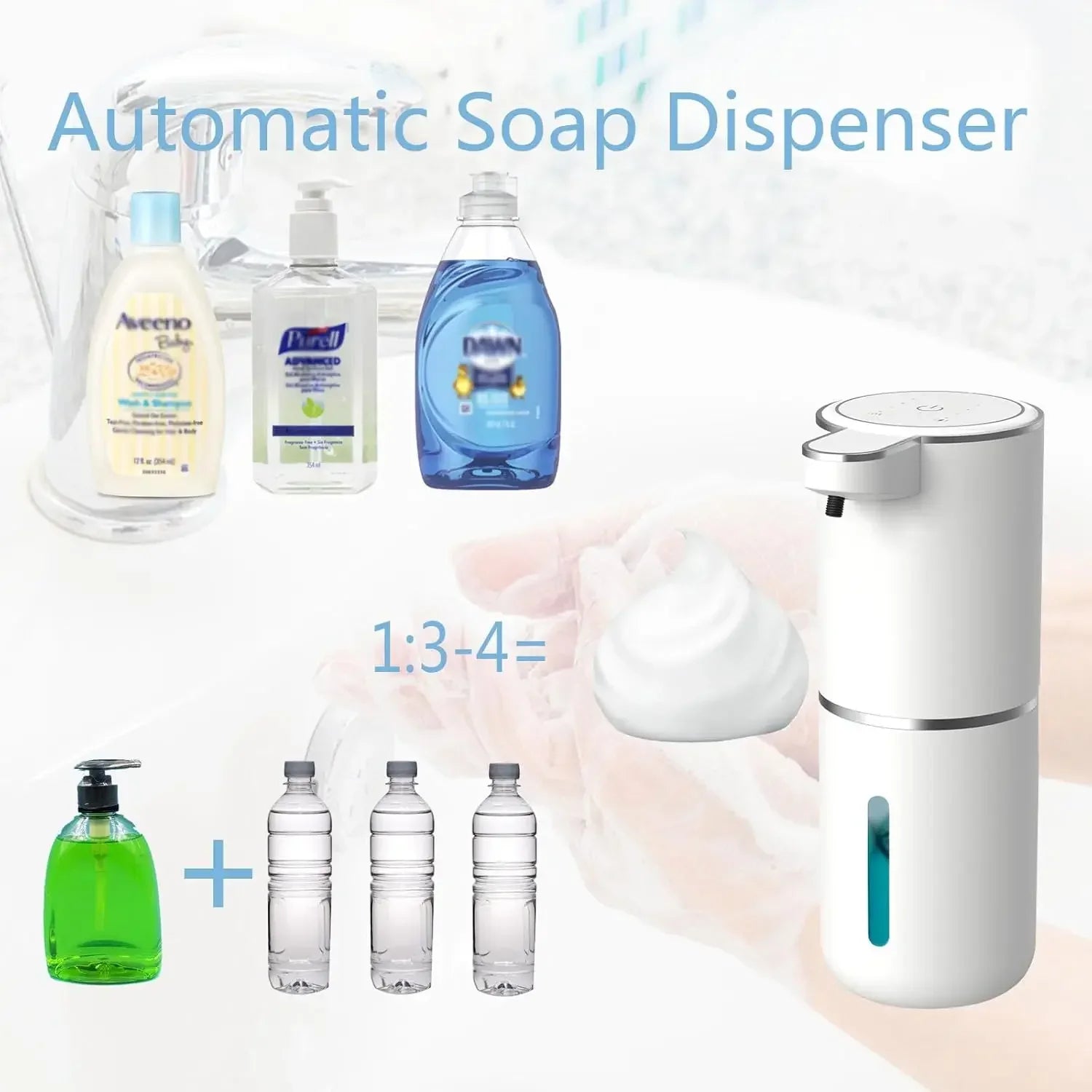 Automatic Liquid/Foam Soap Dispenser, Touchless Electric Dispenser, USB Rechargeable with Infrared Sensor