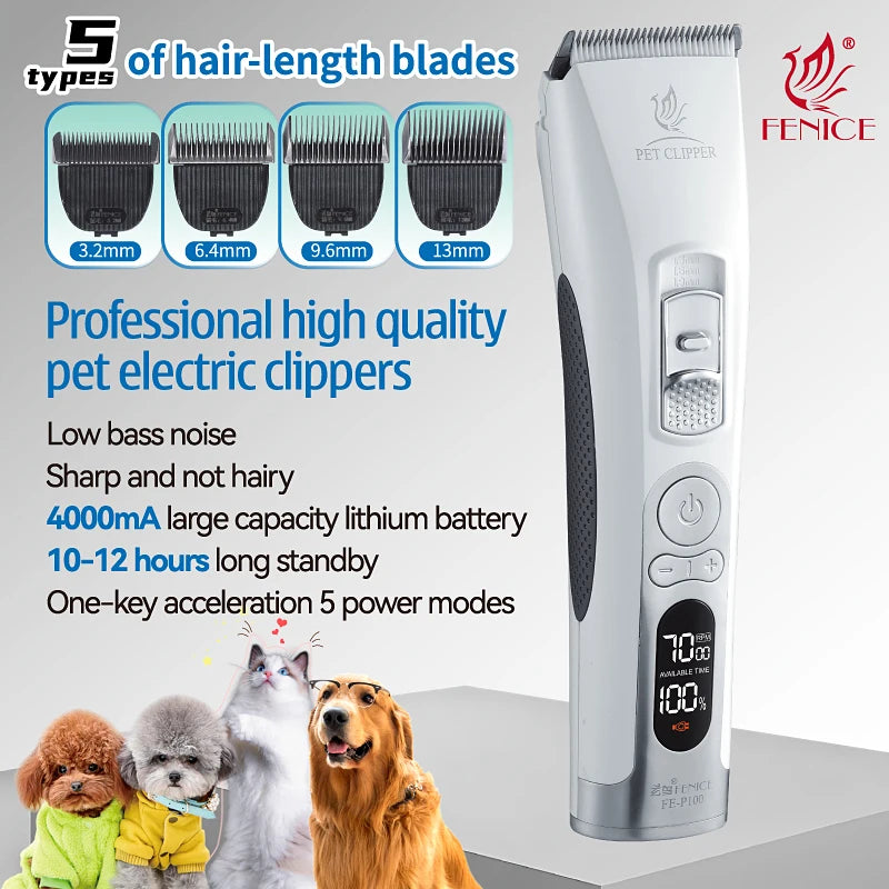 Professional LCD Screen Dog and Cat Electrical Grooming Clippers and Trimmers With Rechargeable Haircut Machine