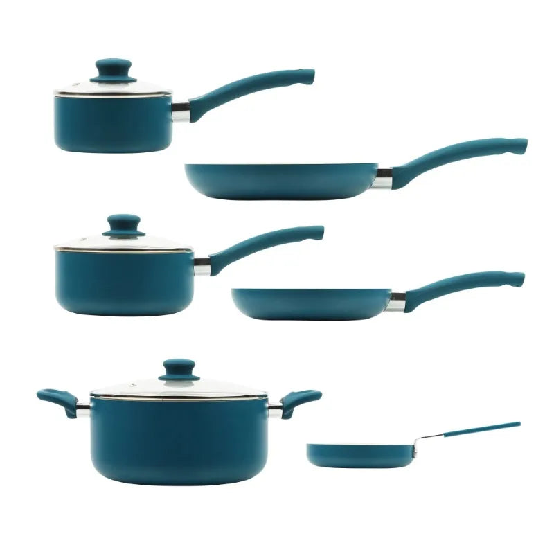 Mainstays Classic Collection 12 Piece Nonstick Aluminum Alloy Cookware Set Blue