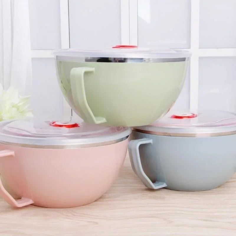 Anti-Scalding Stainless Steel Bowls with Handle and Solid Color Mixing Bowl - Lovies Kitchenwares