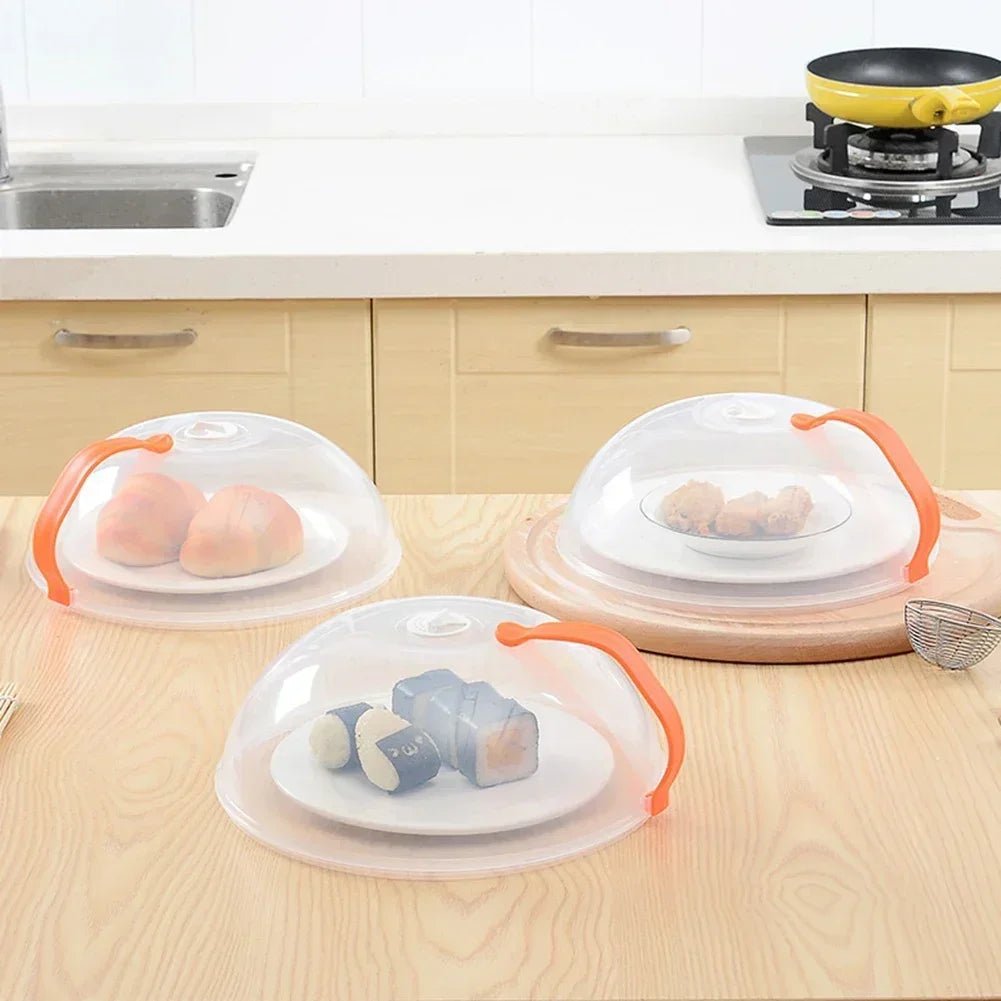 Microwave Food Splash Guard High Temperature Resistant Food Heating Cover with Steam Vent and Handle With Transparent Plate Cover - Lovies Kitchenwares