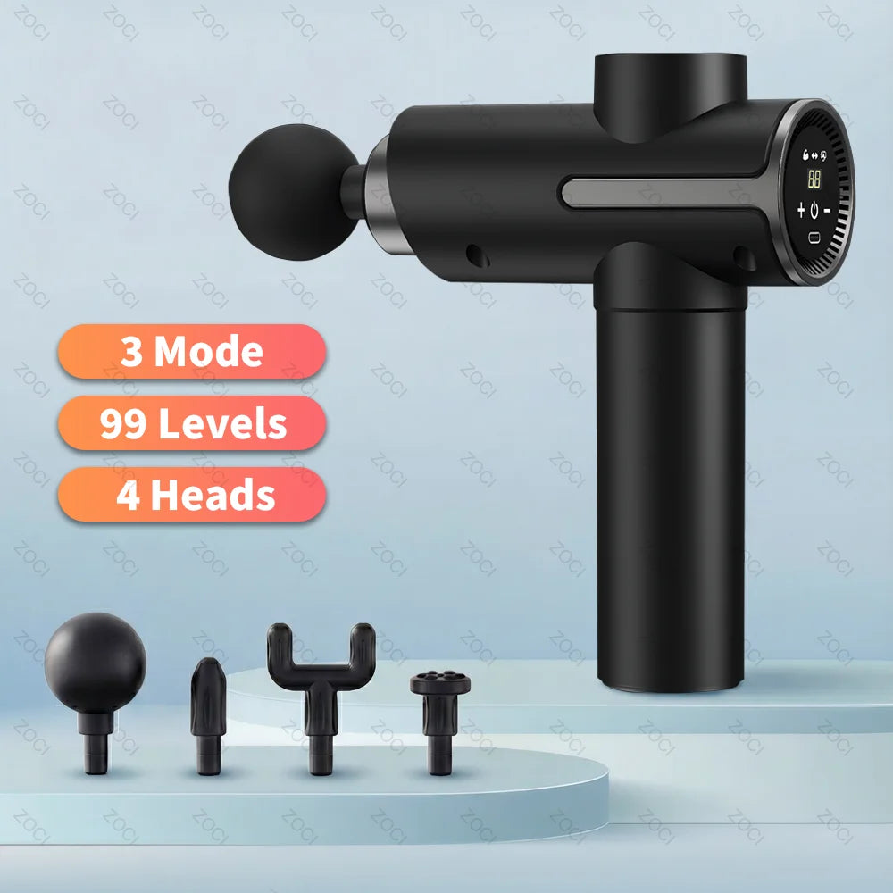 3 Mode Handheld Portable Mini Deep Tissue Muscle Massager Gun With Heated Head & 99 Speed Electric Fascia