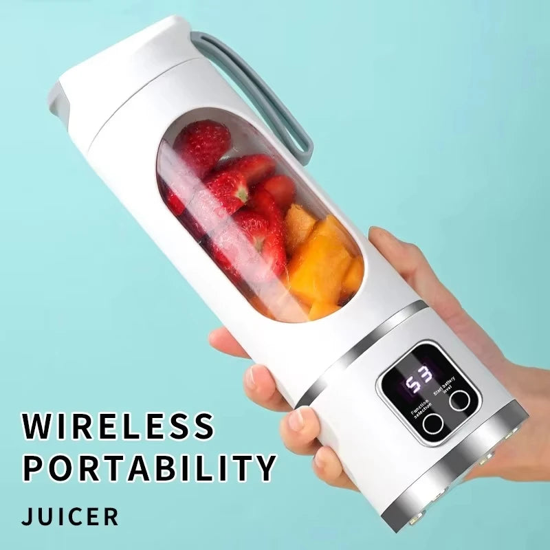12 Blade Portable Fruit Juicer 450ml Capacity 3 Gears USB Rechargeable Blender Ice Crusher