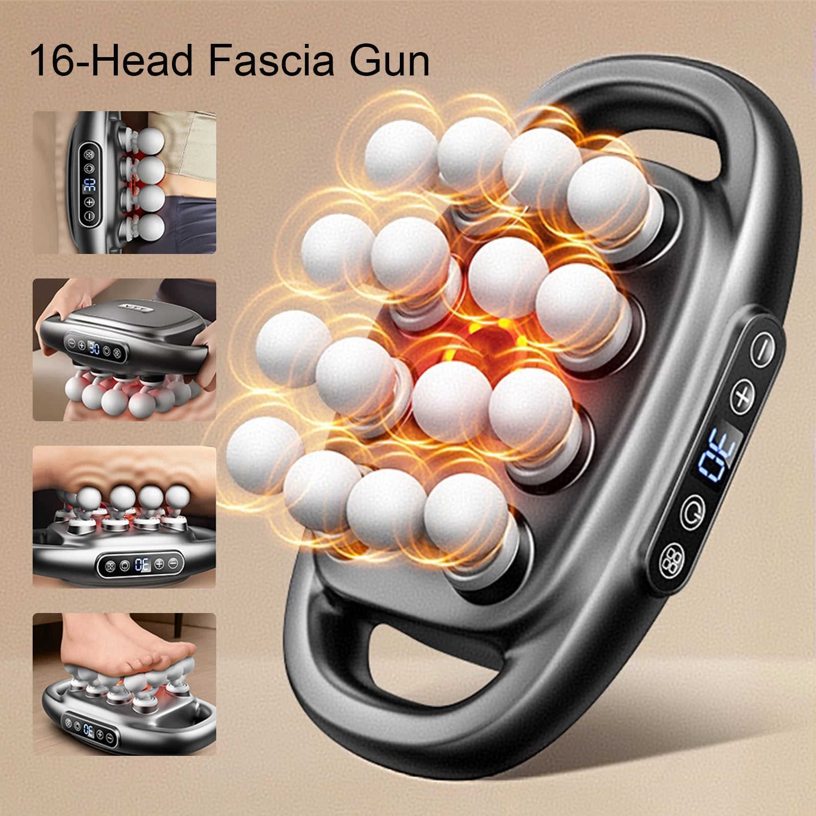 16-Head Fascia High-Frequency Vibration Body Massager For Back, Waist, Neck, and Shoulders