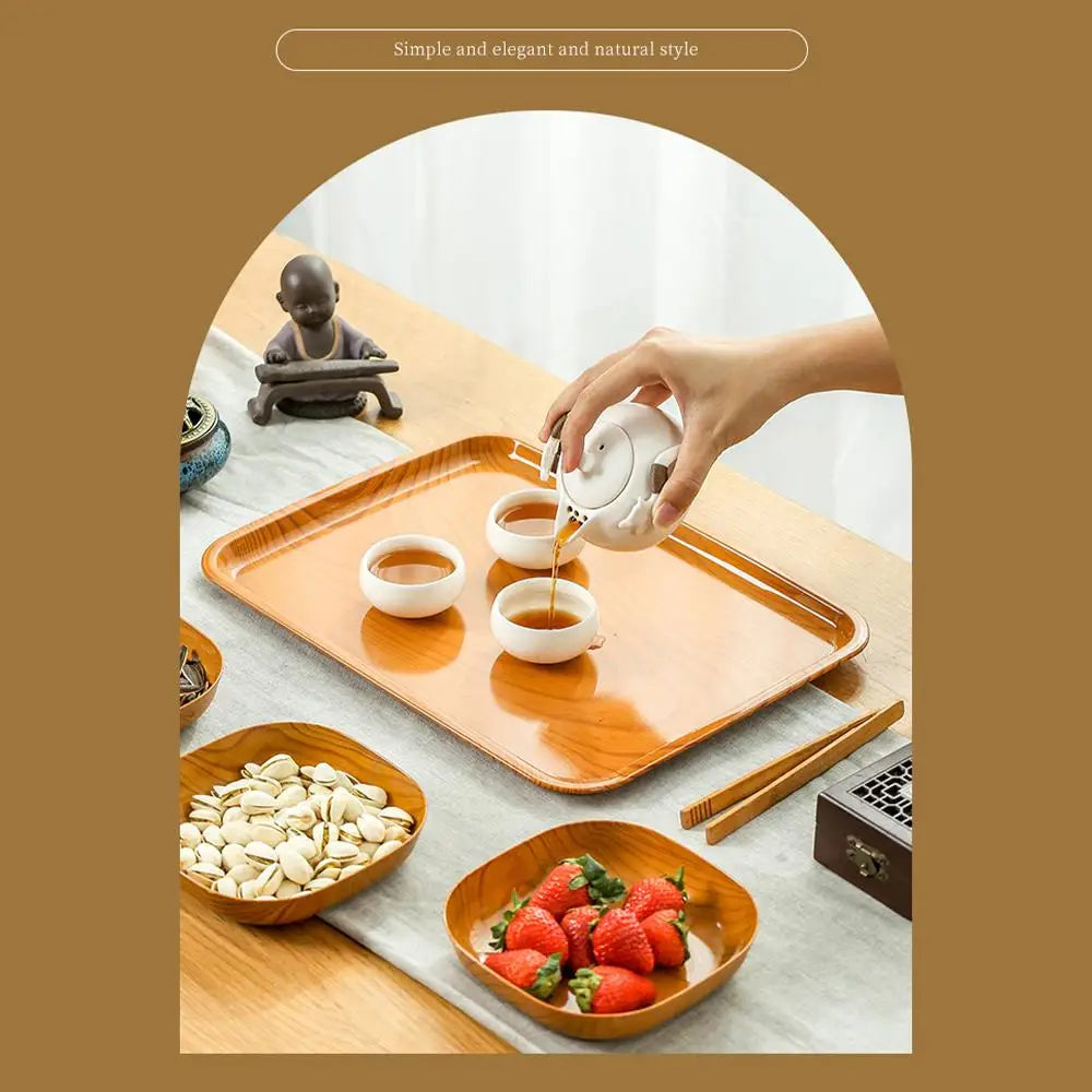 10PCS Japanese-style Plastic Dish Multifunctional Simple Imitation Wood Grain Bone Spitting Dish