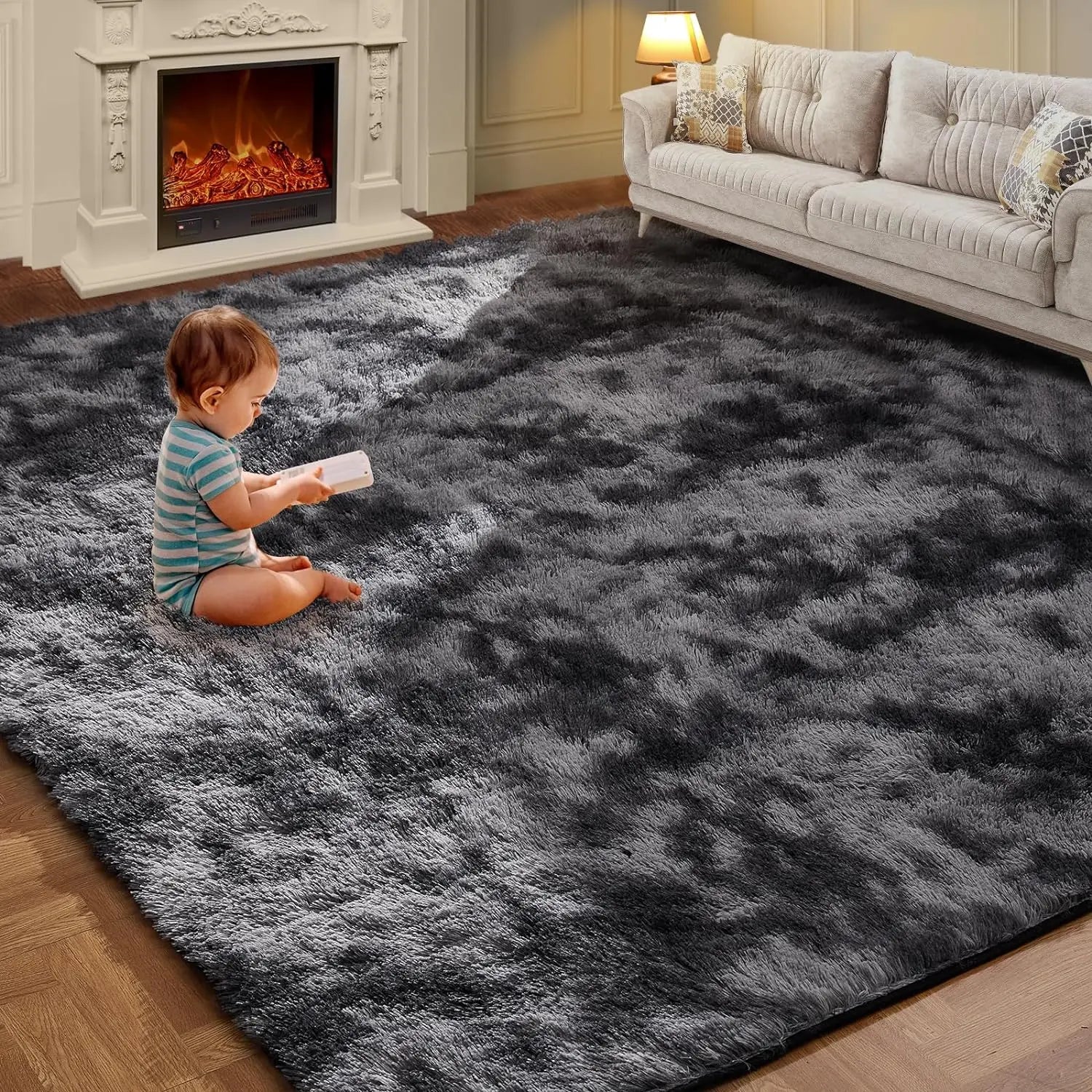 Tie-Dye Plush Carpet Non-Slip Multi-Room Decoration Soft Fluffy Home Mat