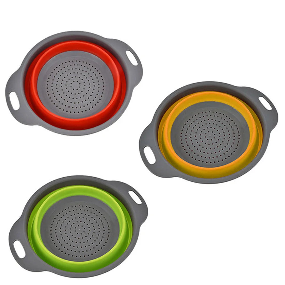 Silicone Folding Drain & Wash Basket & Foldable Strainer Colander
