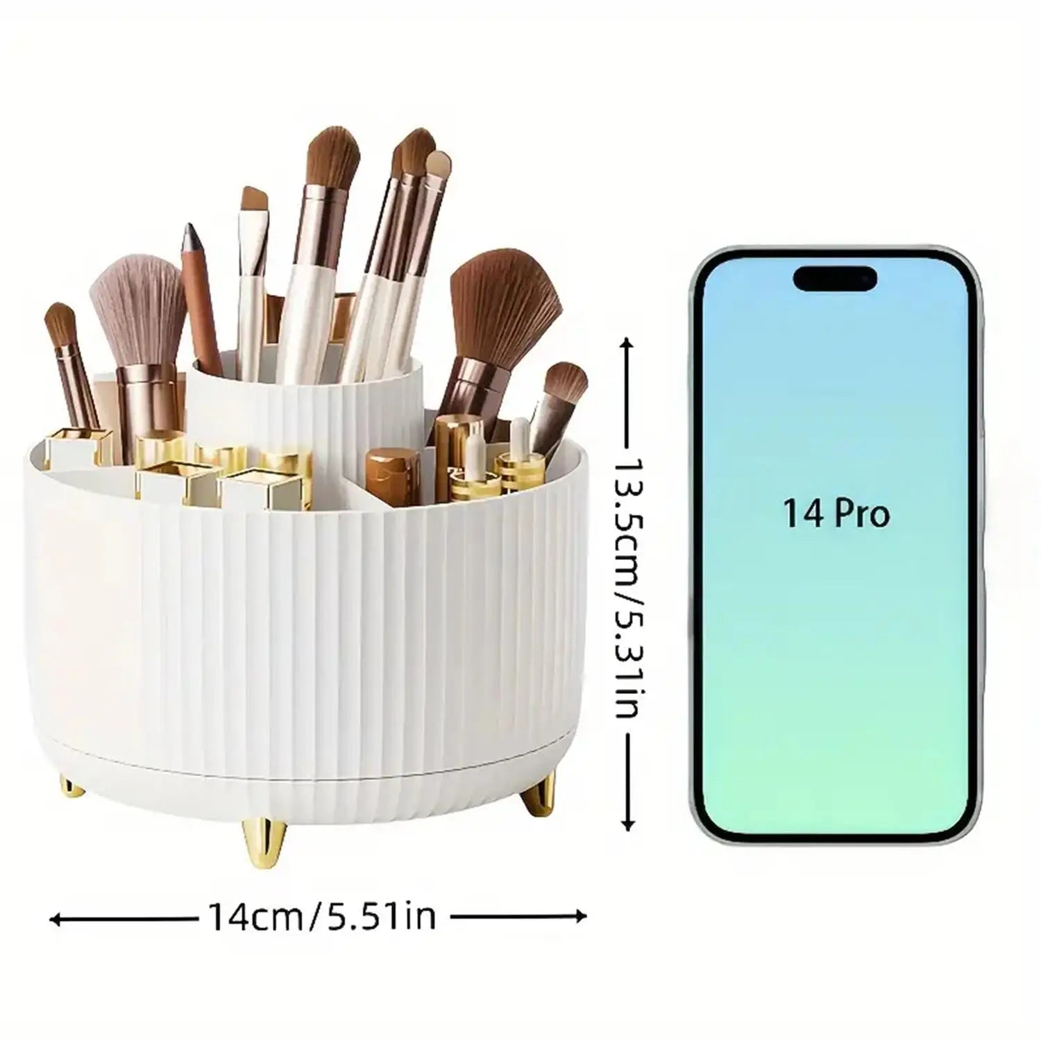 360° 5 Compartment Rotating Multi-Functional Makeup Organizer & Brush Holder