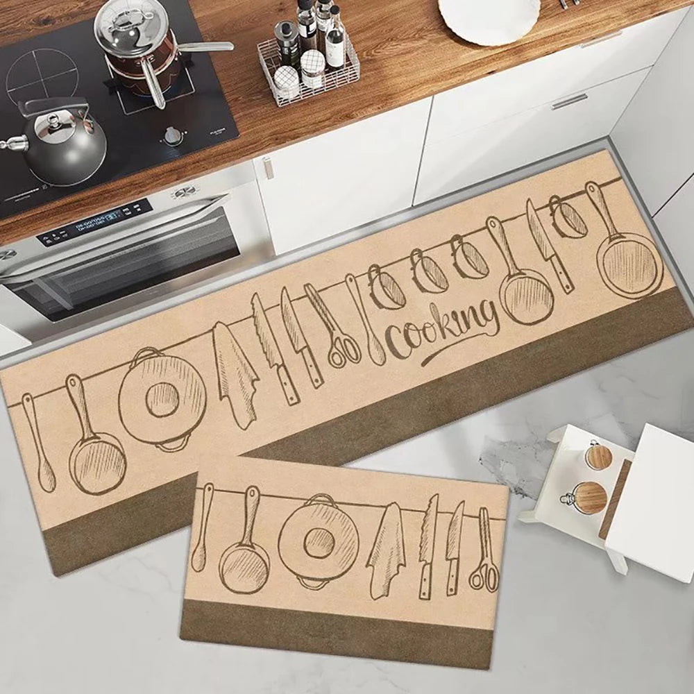 Kitchen Floor Mat Soft Washable Anti-Slip Carpet