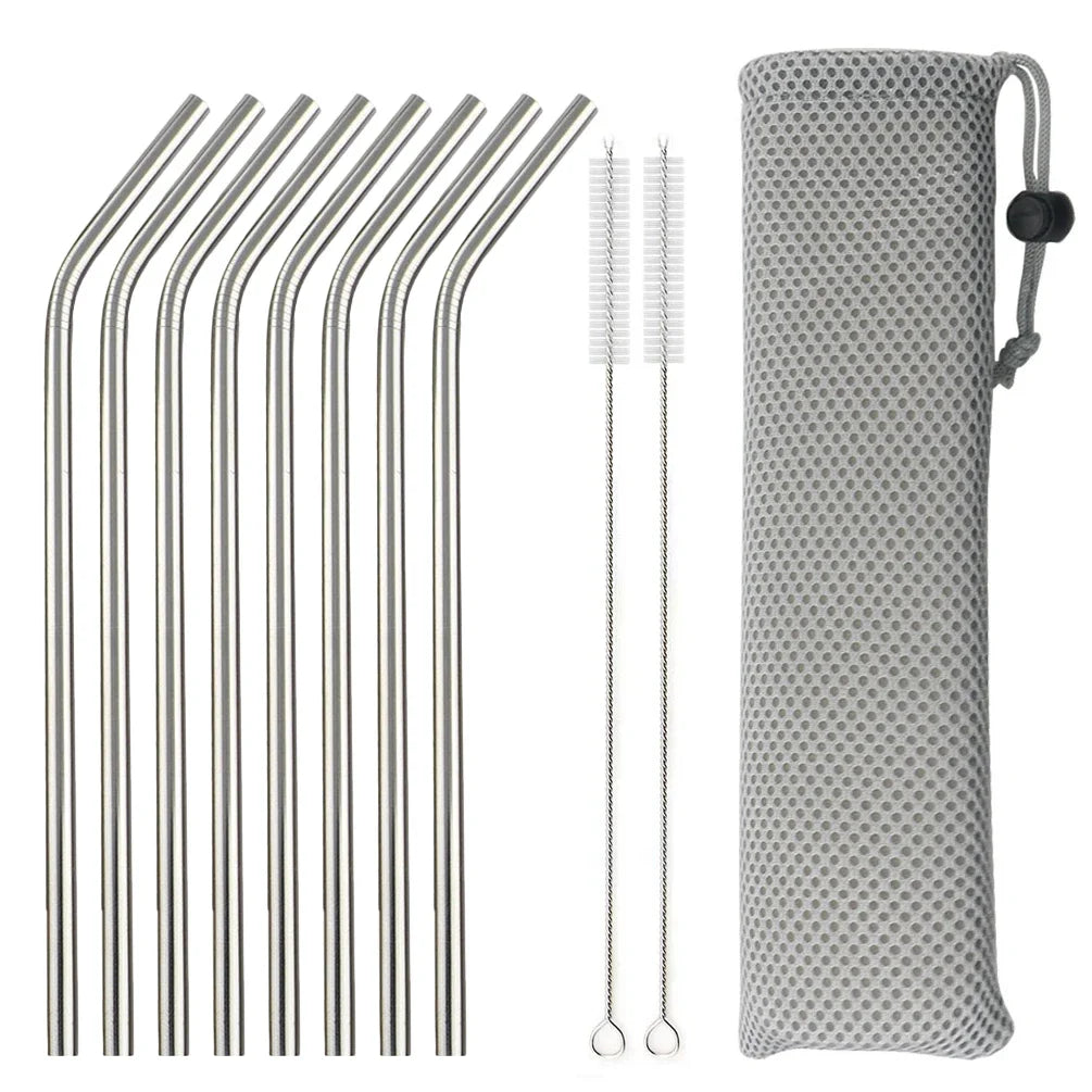 5/10Pcs Reusable Stainless Steel Drinking Straws