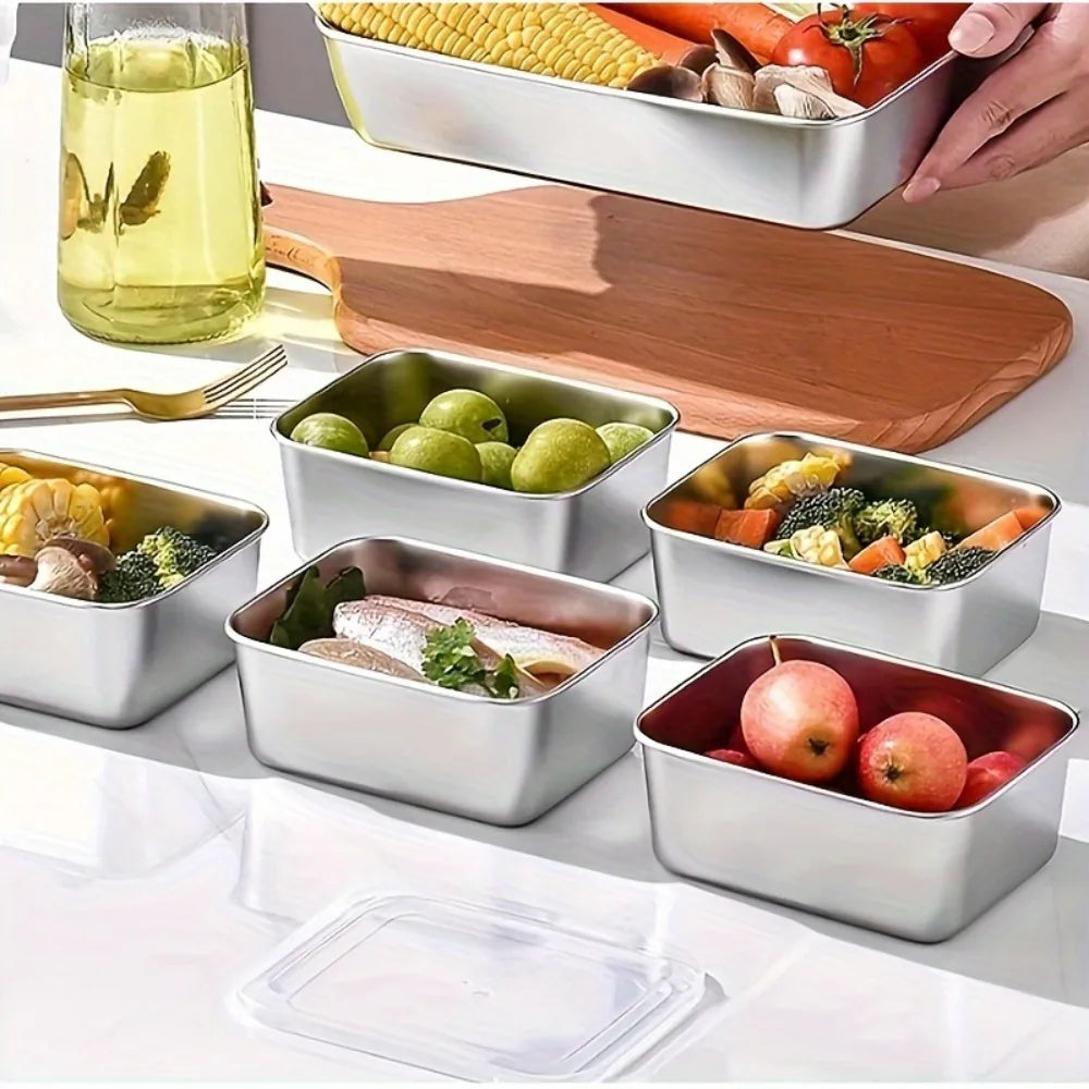 5pc Airtight Dishwasher Safe Stainless Steel Food Storage Containers Set