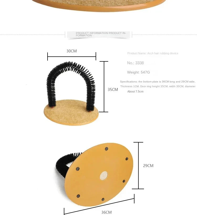 Cat Toy Arch Self Groomer and Pamper Feline with A Massage Grooming Rubbing Brush and Scratching Pad Toy