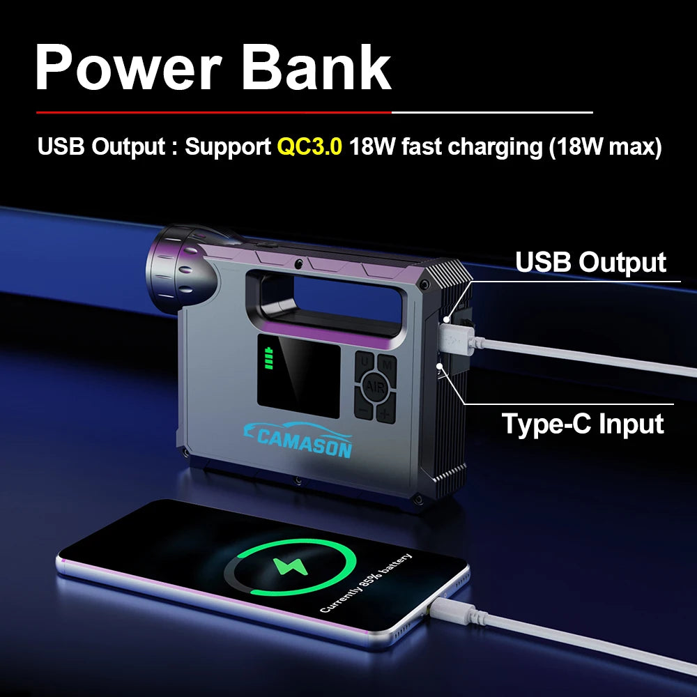 5 in 1 Car Jump Starter with air Compressor and Portable Flashlight Starting Device Power Bank Battery Automotive Booster start