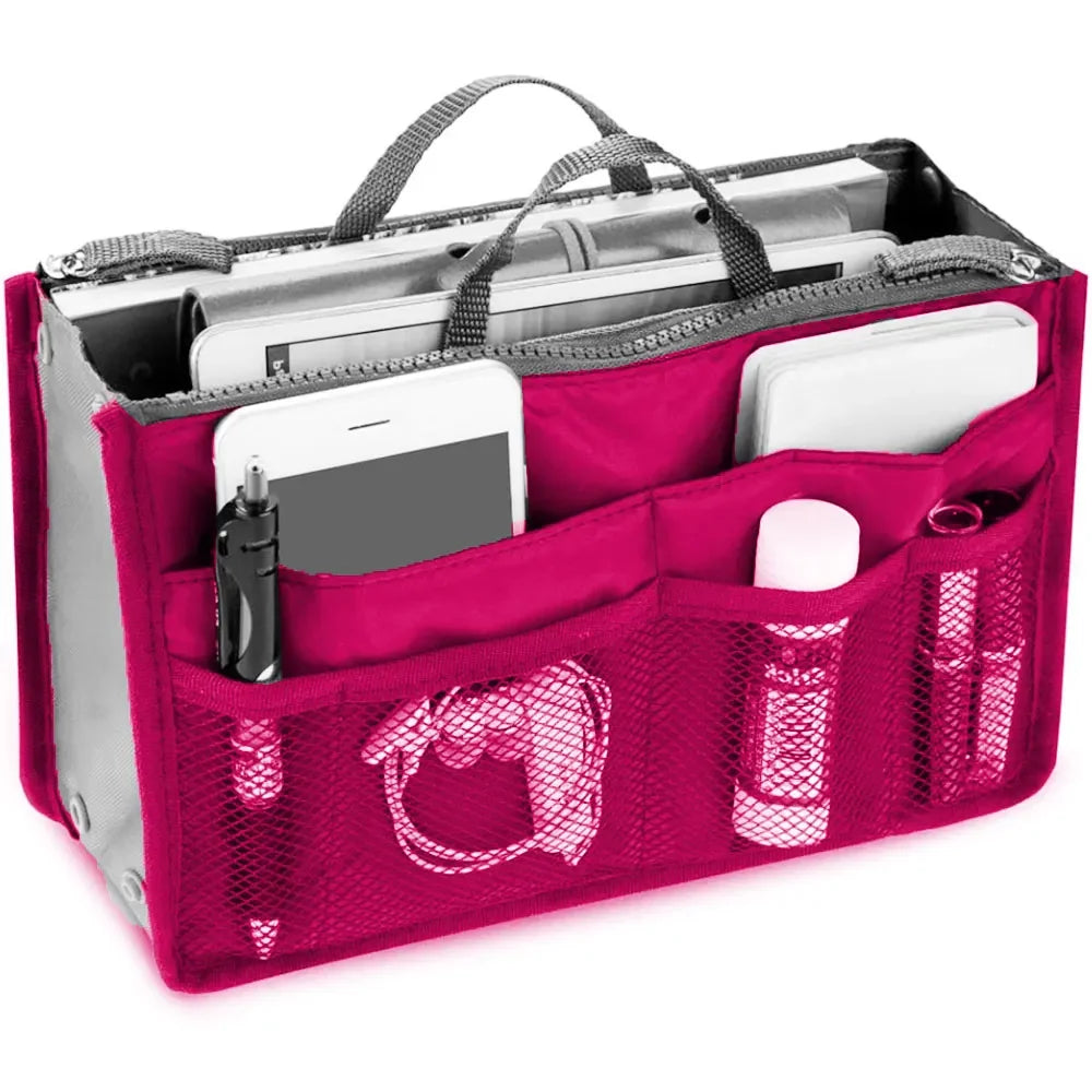 Women's Foldable Nylon Cosmetic Organizer Travel Large Capacity Handbag