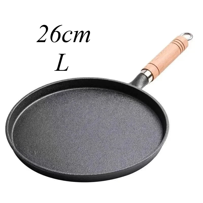 26cm Cast Iron Frying Pan Uncoated Non-stick Multi-Food Use Cookware