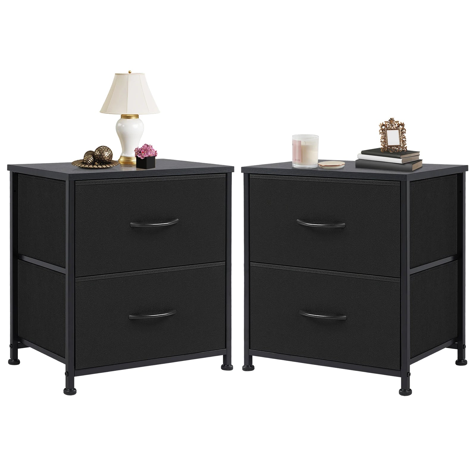 Bedside Nightstand Featuring 2 Fabric Drawers Cabinet Furniture
