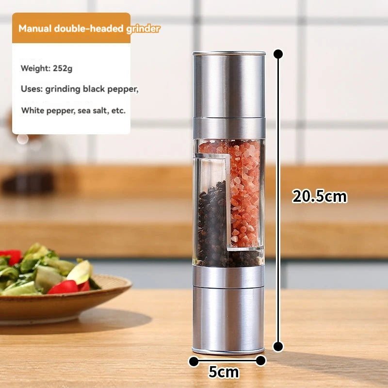 Salt and Pepper Grinder 2 in 1 Manual Stainless Steel Salt Pepper Mills with Adjustable Ceramic Kitchen Tool - Lovies Kitchenwares
