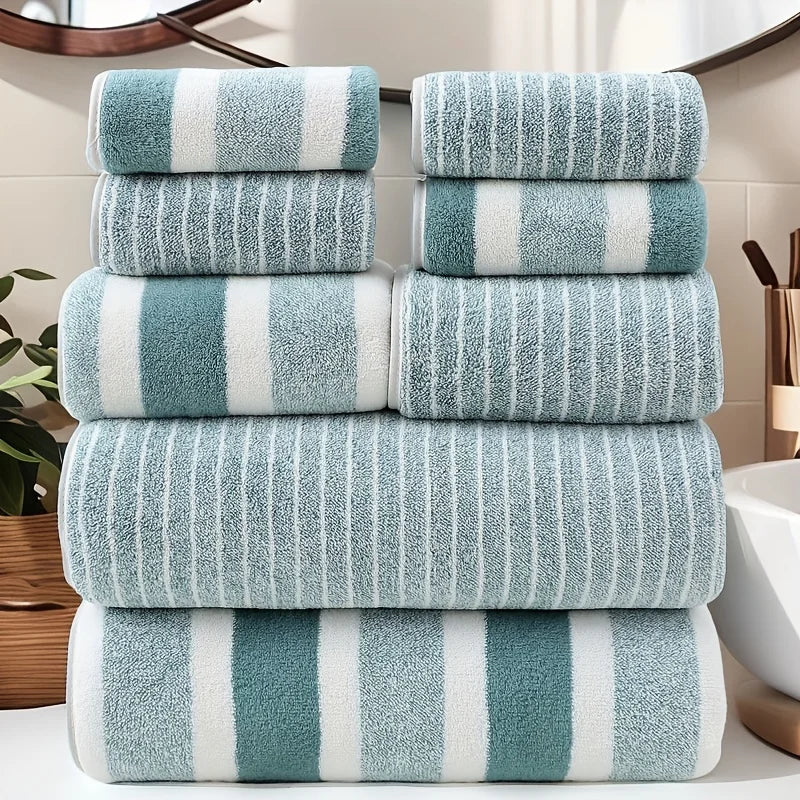 8pcs Towel Set, 2 Bath & 2 Hand Towels, 4 Face Towels