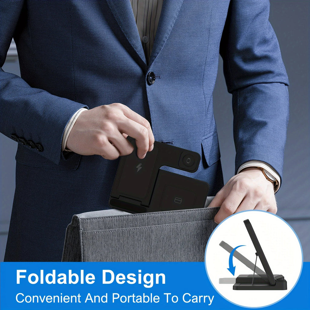 3 In 1 Magnetic Wireless Charger Stand 15W Fast Charging Dock Station Multiple Devices for iPhone