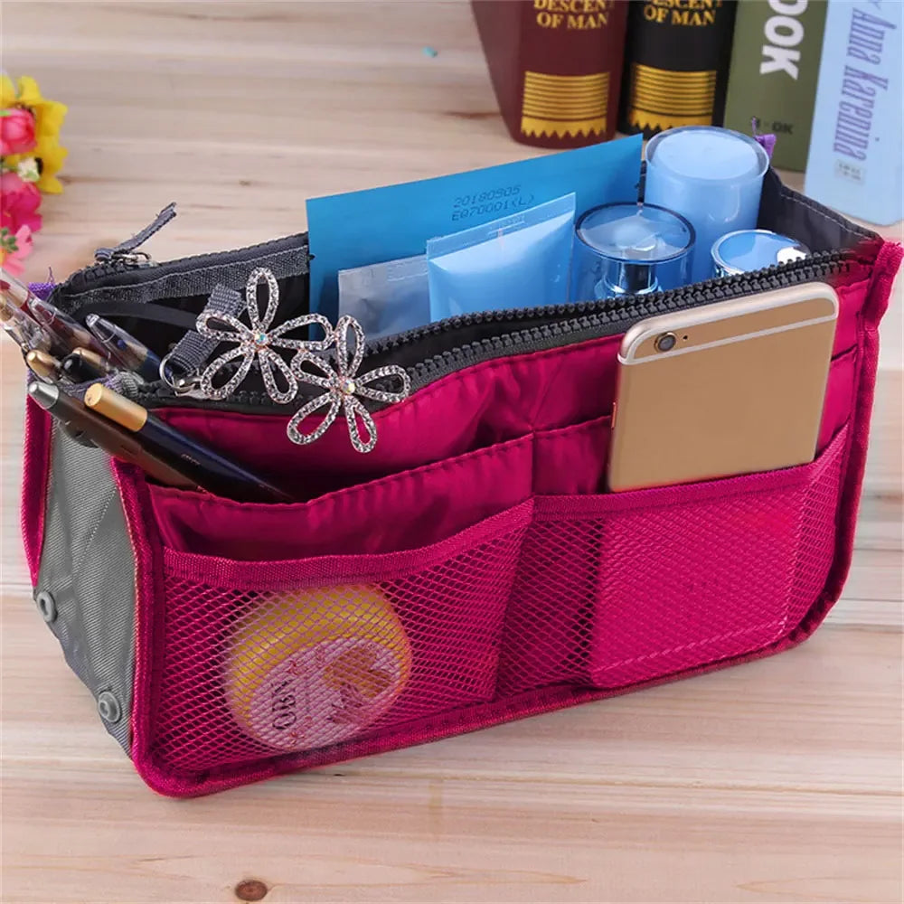 Women's Foldable Nylon Cosmetic Organizer Travel Large Capacity Handbag