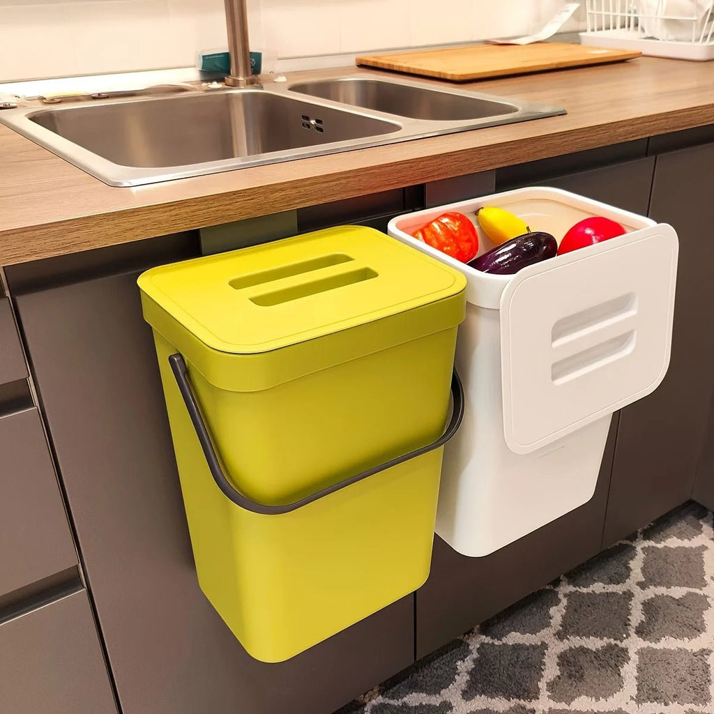 Space-Saving Quiet-Close Trash Can - 3/5L, Eco-Friendly Sealed Bin For Kitchen & Office - Lovies Kitchenwares