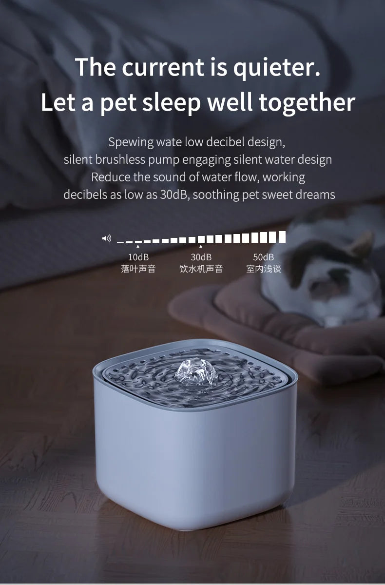 3L Auto Recirculate Cat Water Drinking Fountain With Large Capacity Filtering USB Electric Mute