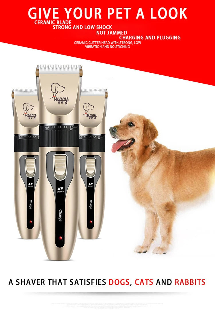 Electric Pet Hair Clipper and Hair Trimmer Set For Pet Grooming With an Electric Shaver Ceramic Blade with USB Charging