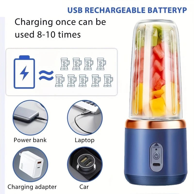 Portable Wireless Blender Electric Fruit Juicer Machine With Ice Crushing Blades - Lovies Kitchenwares