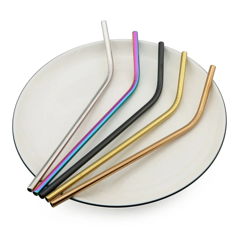 5/10Pcs Reusable Stainless Steel Drinking Straws