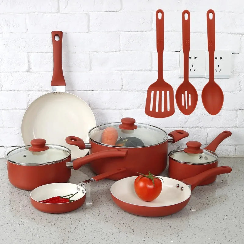 Mainstays Classic Collection 12 Piece Nonstick Aluminum Alloy Cookware Set Blue