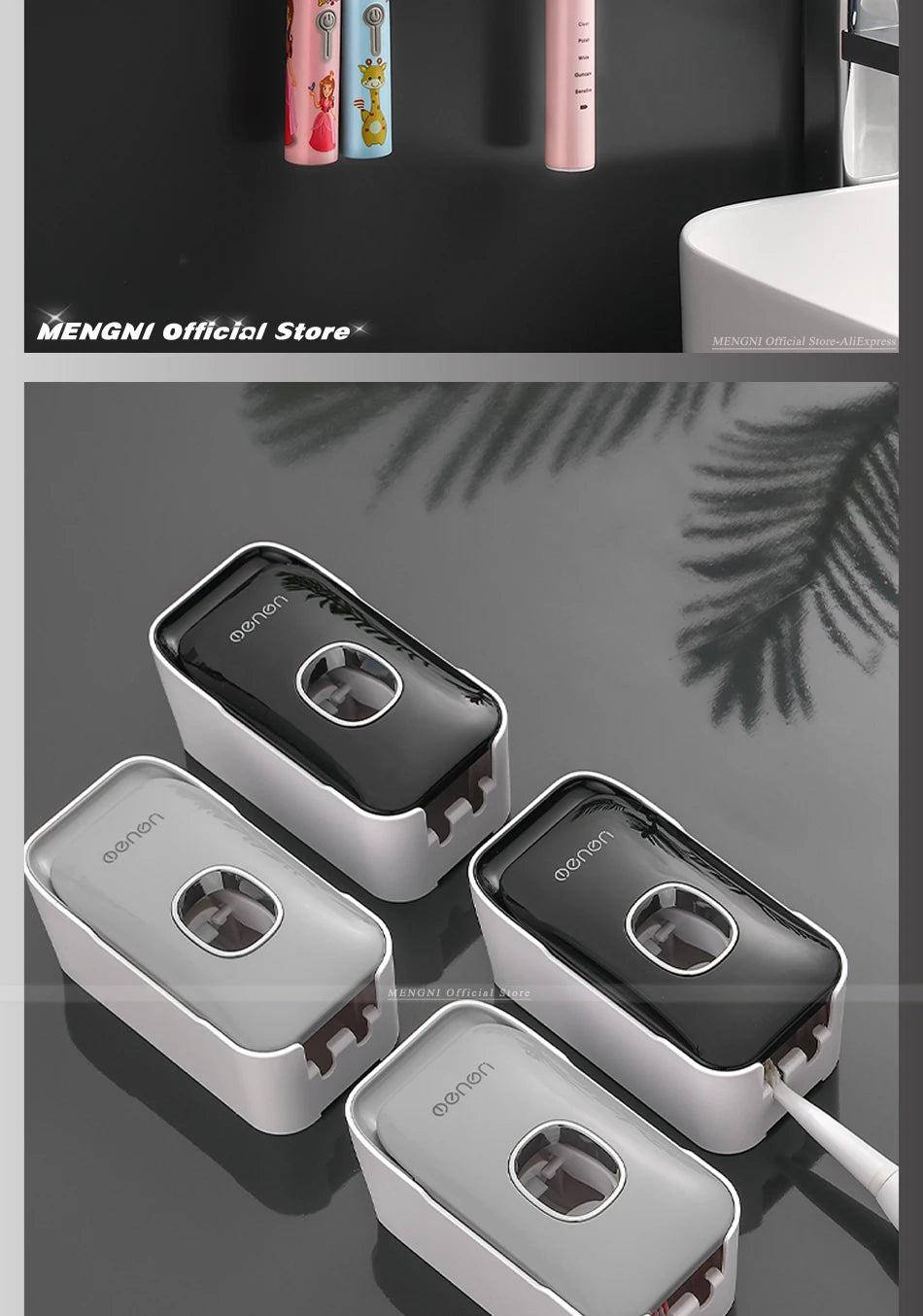 Wall Mounted Automatic Toothpaste Squeezer Dispenser & Toothbrush Holder