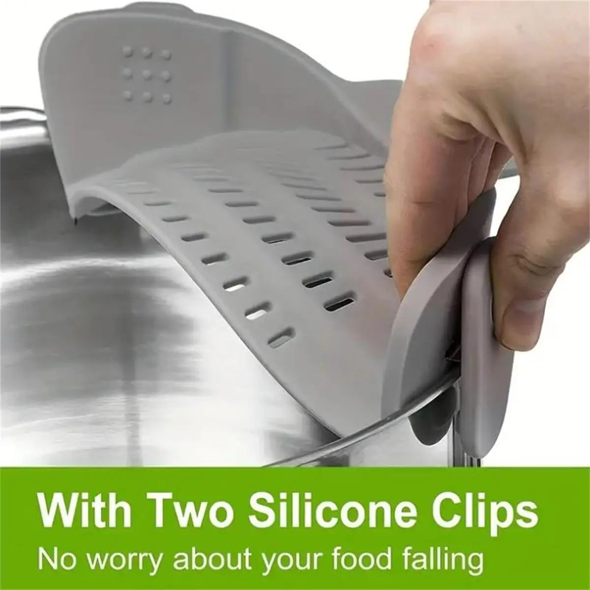 Adjustable Silicone Clip-On Strainer for Pots